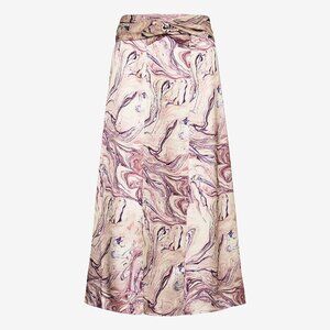 NWT Scotch & Soda satin-like abstract marble print A-line midi skirt, M